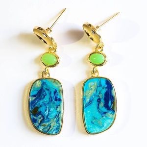 💚Casual Water Drop Gemstone Dangle Earrings💛